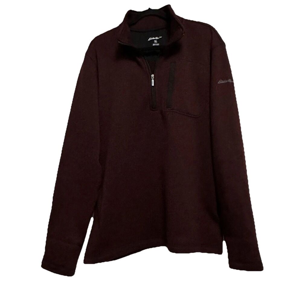 Eddie Bauer Radiator Casual Pullover Sweater Men XL Fleece Burgundy Academia